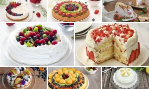 Torta festa della mamma: diverse torte decorate con frutta fresca, panna e fiori. Un tripudio di colori e sapori per celebrare la mamma.