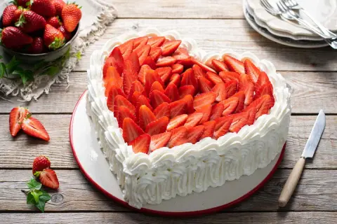 Cuore di panna e fragole, la torta della mamma perfetta per ogni occasione. Fresca e deliziosa, un abbraccio dolce.