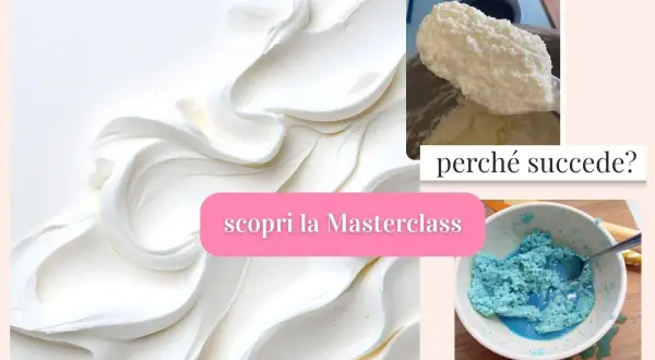 Texture soffice di crema al burro, con un'immagine di impasto giallo e uno blu. Scopri la Masterclass.